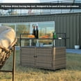 thumbnail image 3 of Bellemave Outdoor Serving Cart PE Rattan Wicker Mobile Bar Cart with 2 Lockable Wheels and Tempered Glass Tabletop Patio Table Rolling Beverage Storage Counter Table for Party, Yard, Brown, 3 of 10