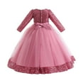 thumbnail image 5 of newwalpole Girls Velvet Christmas Dress for Girls Long Sleeve Velvet Sequin Tutu Winter Party Holiday Dress Hot Pink for Size 13-14 Years, 5 of 9