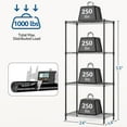 thumbnail image 3 of M MZG 1000 lbs 4Tier Shelf Metal Storage Shelves Wire Rack Closet Organizers with Wheel for Garage Kitchen Bathroom Laundry Black 13.7" D x 23.6" W x 53.4" H Visit the M MZG Store, 3 of 7