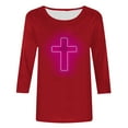 thumbnail image 4 of EGNMCR Easter T-Shirt Imprimé T-Shirts Graphiques pour Femmes T-Shirts pour Femmes Mode Femme Décontracté Noël Imprimé Col Rond Blouse Imprimée T-Shirt Manches 3/4 Blouses T-Shirts pour Femmes, 4 of 4