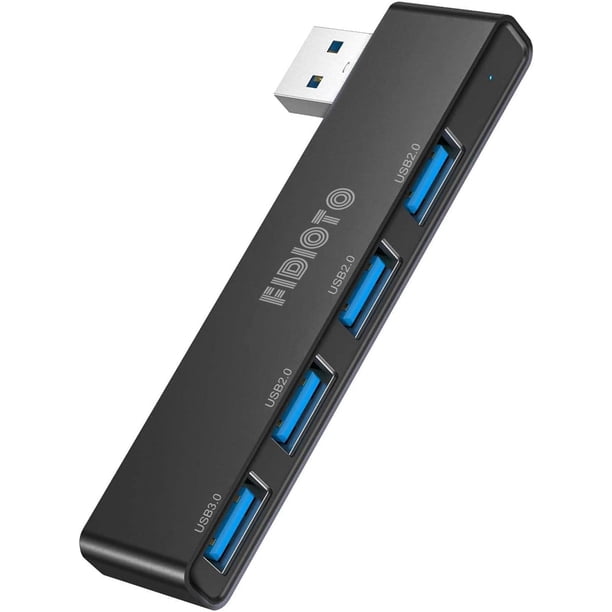 Concentrador USB, concentrador USB Fidioto de 4 puertos (1 concentrador 3.0, 3 concentradores 2.0), divisor USB para laptop, PC con Windows, , impresora, unidad flash, disco duro móvil