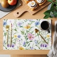 thumbnail image 2 of Placemat Set of 6 Watercolor Flower Leaf Placemats for Dining Table Spring Country Washable Table Mats for Kitchen and Party Decor Indoor & Outdoor Use, 2 of 8