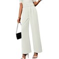 thumbnail image 2 of LYMAYTER XS-XL Women Work Pants Business Casual Loose High Waist Office for Pants Trousers with Pockets, 2 of 7