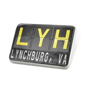 Porcelein Pin LYH Airport Code for Lynchburg, VA Lapel Badge  NEONBLOND