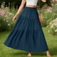 thumbnail image 5 of TaTaai Women's Summer Solid Color Casual Asymmetrical Long Skirt Elastic Waist Flowy Half Skirt with Pockets Gift, 5 of 6
