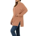 thumbnail image 5 of J. METHOD Women’s Knit Sweater Long Sleeve Round Neck Thermal Waffle Warm Casual Tunic Pullover Side Slit Knitted Top NEWT392 Eggshell 1XL, 5 of 5
