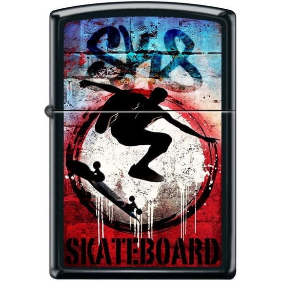 Zippo Lighter-Skate Board Grunge Design Black Matte Windproof Lighter #Z5501