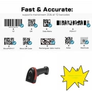 XIANJINO Fully Upgraded Wireless 2D QR Barcode Scanner with Stand, 3 in 1 Bluetooth & 2.4GHz Wireless & USB Wired, Connect Smart Phone Tablet PC, 2D COMS Image Bar Code Reader
