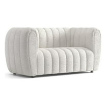Furniture of America Totulem Boucle Fabric Channel Tufted Loveseat in Off White