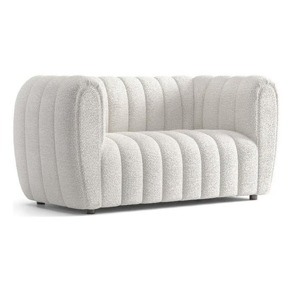Furniture of America Totulem Boucle Fabric Channel Tufted Loveseat in Off White