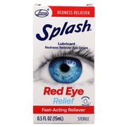 (2 pack) Splash Redness Reliever Drops for Fast-Acting Whiter Eyes, Hydrating Formula, Daily Use 0.5 Fl Oz