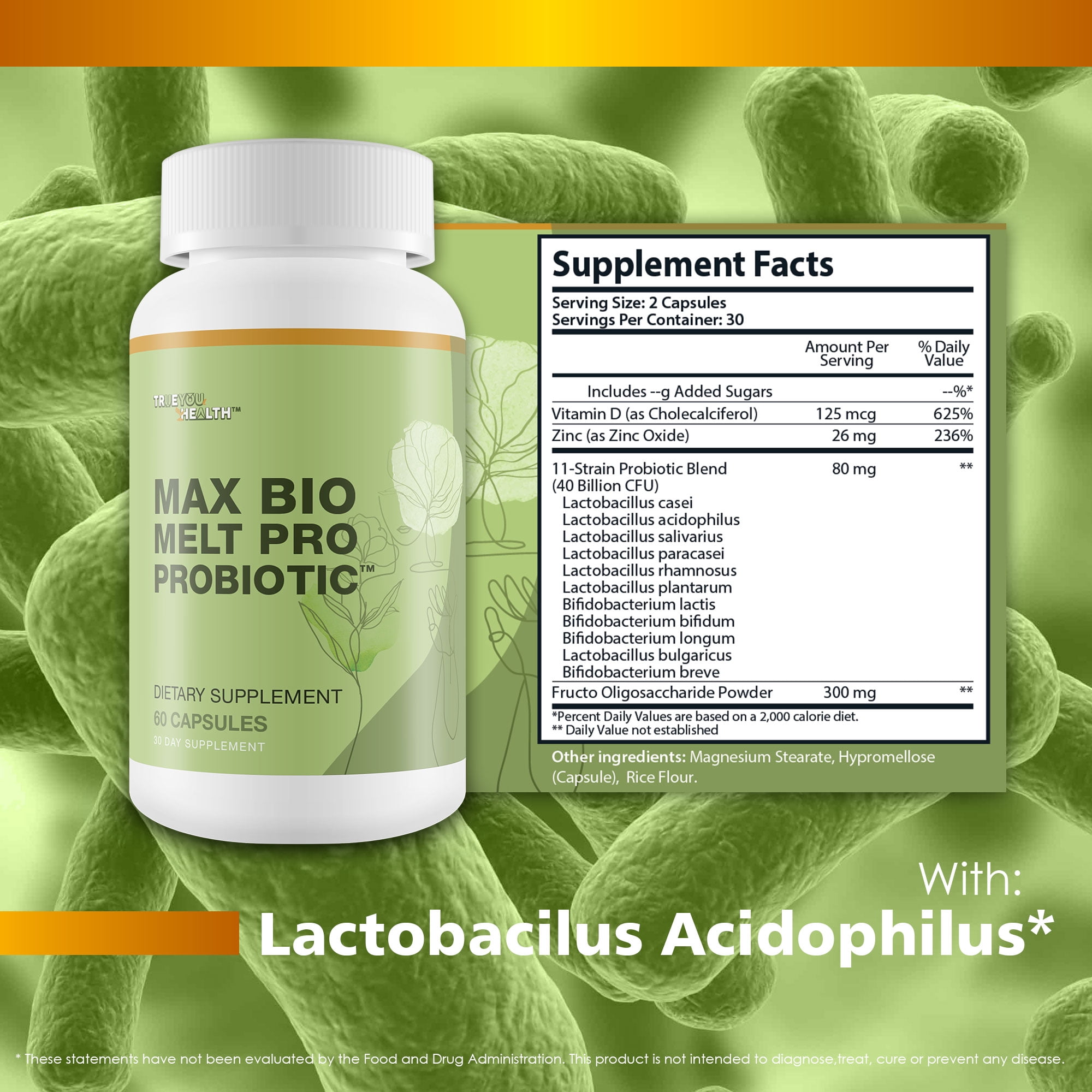 Max Bio Melt Pro Probiotic - Reduce Gut Bloat & Support Improved Gut Health with Premium Probiotics - Formulated to Help Cleanse Your Bowel & Gut to Reduce Size & Support Immune Health