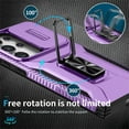 thumbnail image 4 of ELEHOLD for Samsung Galaxy S23 Ultra Heavy Duty Case Shockproof Anti-Scratch with Built-in Magnetic Rotation Ring Holder Stand Case,Rugged Non-Slip Slide Lens Protector Hard Case Cover, purple, 4 of 8