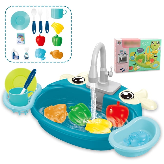 ziyahi Electric Sink And Water Play Toys Simulated Kitchen Sink For Educational Fun Reliable And Safe blue
