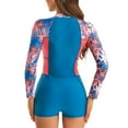 thumbnail image 3 of baikeli Women's One Piece Athletic Training Bathing Suit Zipper Front Tummy Control Slimming Swimwear Color Block Beach Wear Racerback Bathing Suit Blue,XL, 3 of 8