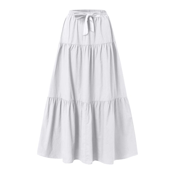 Lightweight Pleated Maxi Skirt with High Waist and Elegant Bows Design Comfortable Waistband Skirt for Women and Girls