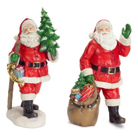 Set Of 2 Old Fashioned Walking Santa Claus Table Top Christmas Decorations 14 5 Set Of 2 Old Fashioned Walking Santa Claus Table Top Christmas Decorations 14 5