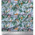 thumbnail image 1 of Soimoi Cotton Duck Fabric Leaves & Cartoon Animals Jungle Fabric Prints by Yard 42 Inch Wide, 1 of 1