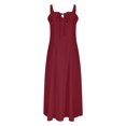 thumbnail image 7 of Qiopertar Women's Casual Split Drawstring Dress with Straps V-Neck Sleeveless Summer Beach Party Vacation Boho Wrap Slit Dress, Wine S, 7 of 7