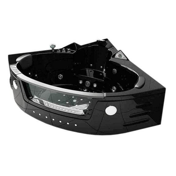 Whirlpool Bathtub black 59,05" x 59,05" double pump with Heater - Majestic