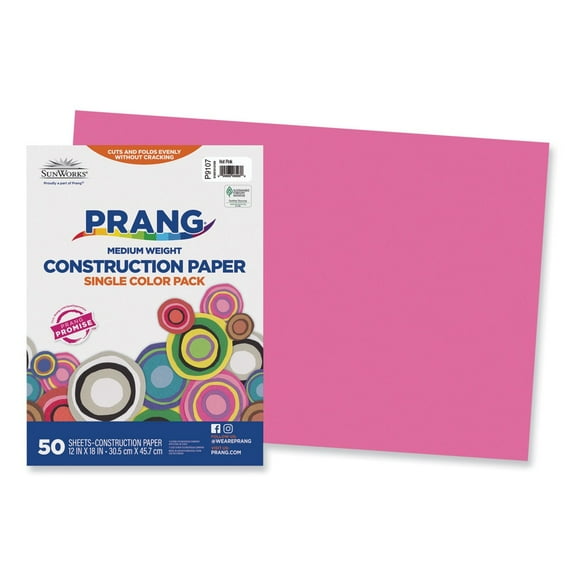 SunWorks, PAC9107, Construction Paper, 50 / Pack, Hot Pink
