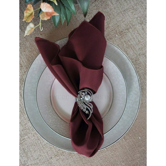 Wedding Linens Inc. (10 pcs) 17" x 17" Polyester Linen Napkins - Burgundy