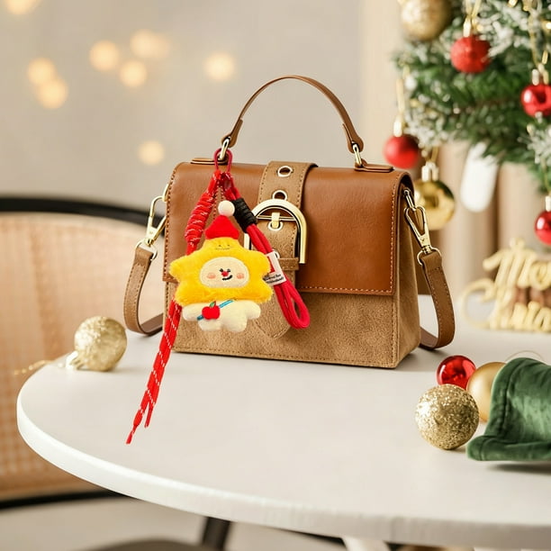 Colgante navideño, linda figura de pan de jengibre, llavero, colgante, bolsa, decoración, regalo de Navidad, llavero de fibra de poliéster