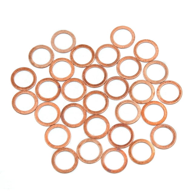 Arandela de Cobre Junta Plana 12mm Diámetro Interior para el Vehículo Coche 30Pcs
