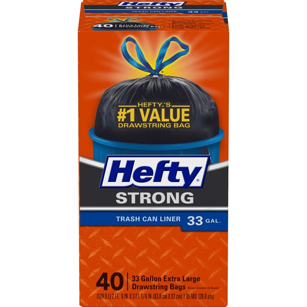 Hefty® Strong Extra Large Trash Can Liners, 33 Gallon, 40 Bags