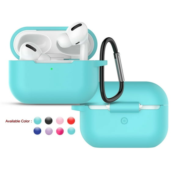 AirPods Pro Cases Cover, AirPods Pro Case with Keychain, Njjex Carring Case with Keyhchain for 2019 Airpods Pro Charging Case [Front LED Visible] Soft Slim Silicone Case Skin -Green