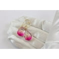 thumbnail image 2 of 14k Yellow Gold Filled Bi Color Simulated Tourmaline Pink Earrings Faceted Teardrops Simple Drops 1.4", 2 of 3