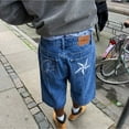 thumbnail image 4 of Corteiz Star Embroidered Denim Jacket - Vintage Washed Hip Hop Jean Coat, Unisex High Street Fashion Top for Men & Women, 4 of 11