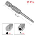 thumbnail image 2 of Unique Bargains 10pcs 50mm 1/4' Hex Shank T10 Magnetic Star Security Head Screwdriver Bits S2, 2 of 4