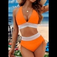 thumbnail image 2 of Bikini de Dos Piezas para Mujer, Cintura Alta, Cuello Halter, Traje de Baño Adelgazante, Naranja, Rojo, Talla M, 2 of 7