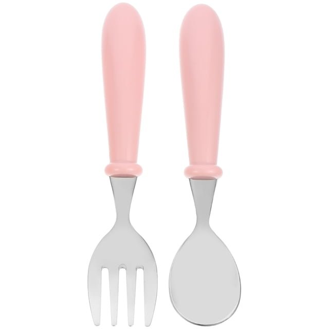 1 Set of Toddler Utensils Fork Spoon Set Self Feeding Flatware with Case Stainless Steel Utensils