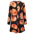 thumbnail image 3 of Deago Ladies Women Halloween Pumpkin Print Long Sleeve Party Swing Mini Dress,#X002,Small Size, 3 of 6