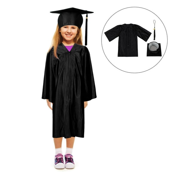KONTONTY 1 Set Black Graduation Gown and Cap Set for Academic Ceremony, Graduation Party, Easy to Wear and