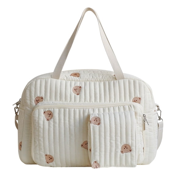 HUISZJ Baby Diaper Bag Quilted Bag, Large Capacity Cute Bear Printed Mommy Bag, Hand-Held Travel Bag for Work Travel Outdoor