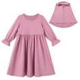 thumbnail image 3 of IBTOM CASTLE Muslim Baby Girls Abaya Dress with Hijab 2PCS Toddler Kids Girl Islamic Ramadan Dresses Casual Robe Prayer Clothes Set 6-12 Months Purple Pink, 3 of 8