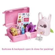 Barbie Doll and Accessories, Malibu Travel Set with Puppy & Working Suitcase, 10+ Pieces
