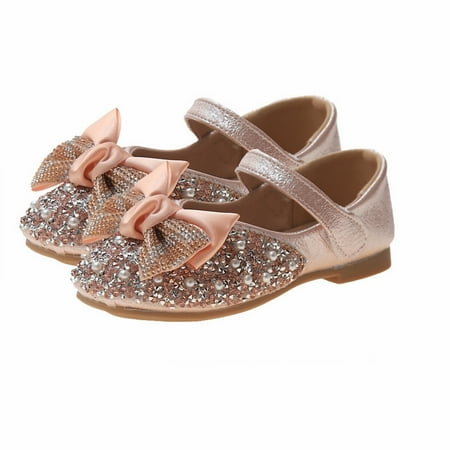

MIUBAGIAL Soft Bottom Girls Princess Shoes with Bow with Sequins Toddler Shoes Colorful Diamond Bow Princess Shoes