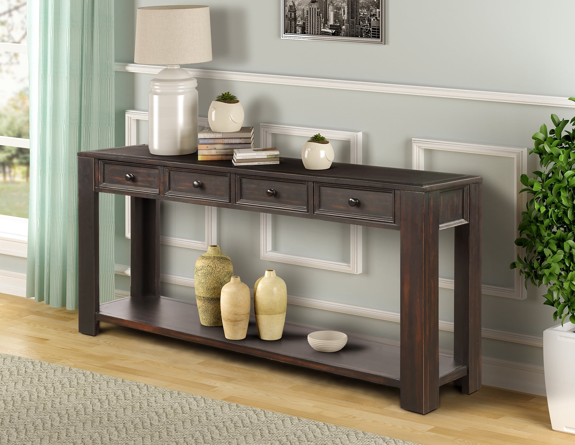 Buffet Entryway Console Table with 4 Storage