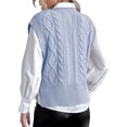 thumbnail image 3 of Langwyqu Spring Fall V-Neck Women Sleeveless Knit Vest Ribbed Sweater Pullover, 3 of 5