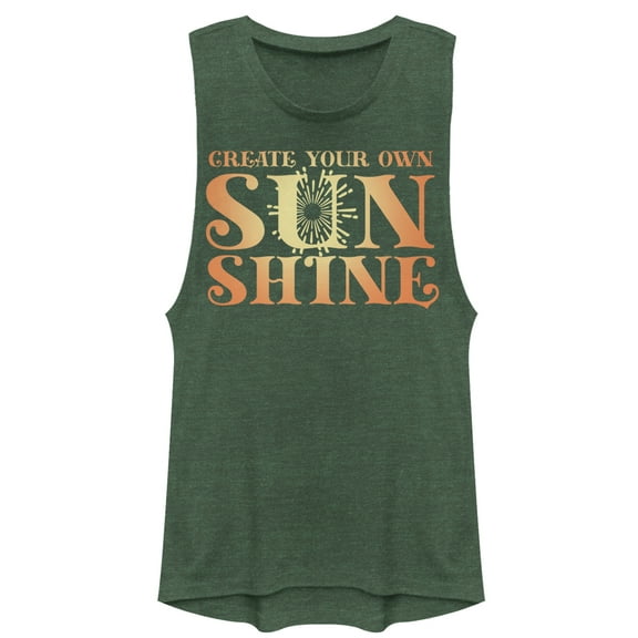 Junior's CHIN UP Create Your Own Sunshine  Festival Muscle Graphic Tee Pine Green Heather Large