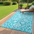 thumbnail image 3 of EastVita 8 X 10 ft Plastic light Blue White Rectangular Beach Front Porches Patio Picnic RV Camping Garage Flower Persian Area Rug, 3 of 10