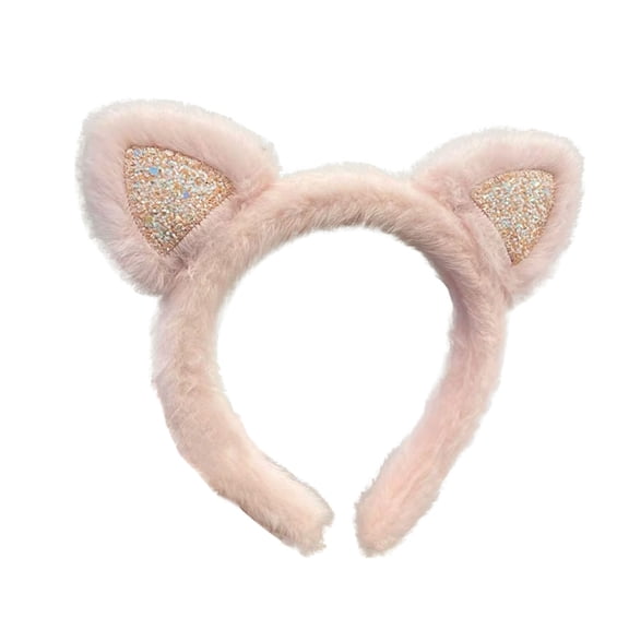 Headband Cat Ears Brown Makeup Hairband Cute Hat Ears Headbands Animal Caps Soft Headband For Washing Face Women Movable Elastic Head Wear Party Dress Up Glitter Hair Cute Hair for Women Hair