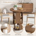 thumbnail image 3 of Fluted 31.5" Round Dining Table for 2-4, Modern Kitchen Table with 2-Tier Storage Shelf for Small Space, Walnut, 3 of 8
