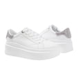 thumbnail image 4 of LUCKY STEP Fashion Chunky Faux Leather Sneakers Low Top Casual Shoes,White/Silver Rhinestone,Womens, 4 of 7