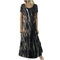 thumbnail image 1 of DPTALR Robe d'Été Décontractée à Imprimé Teinture sur Nœuds, Manches Courtes, Florale, Mini Robe pour Femmes, 1 of 8