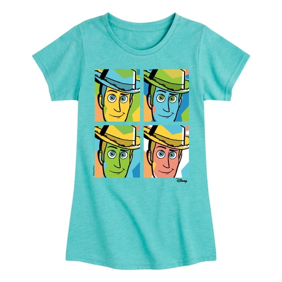Toy Story - Woody Grid - Youth Girls Fitted Short Sleeve T-Shirt